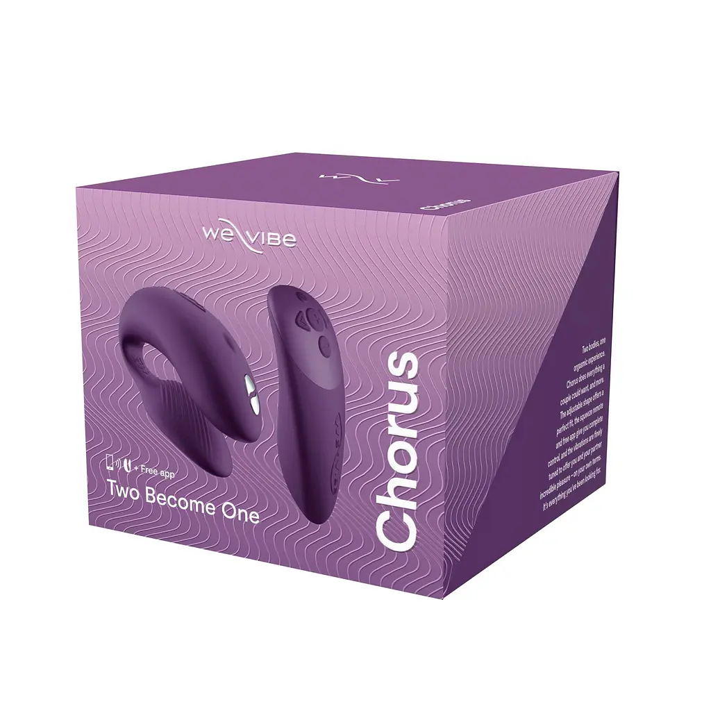 Смарт-вібратор для пар We-Vibe Chorus Purple, сенсорне керування вібраціями стисненням пульта - фото 11
