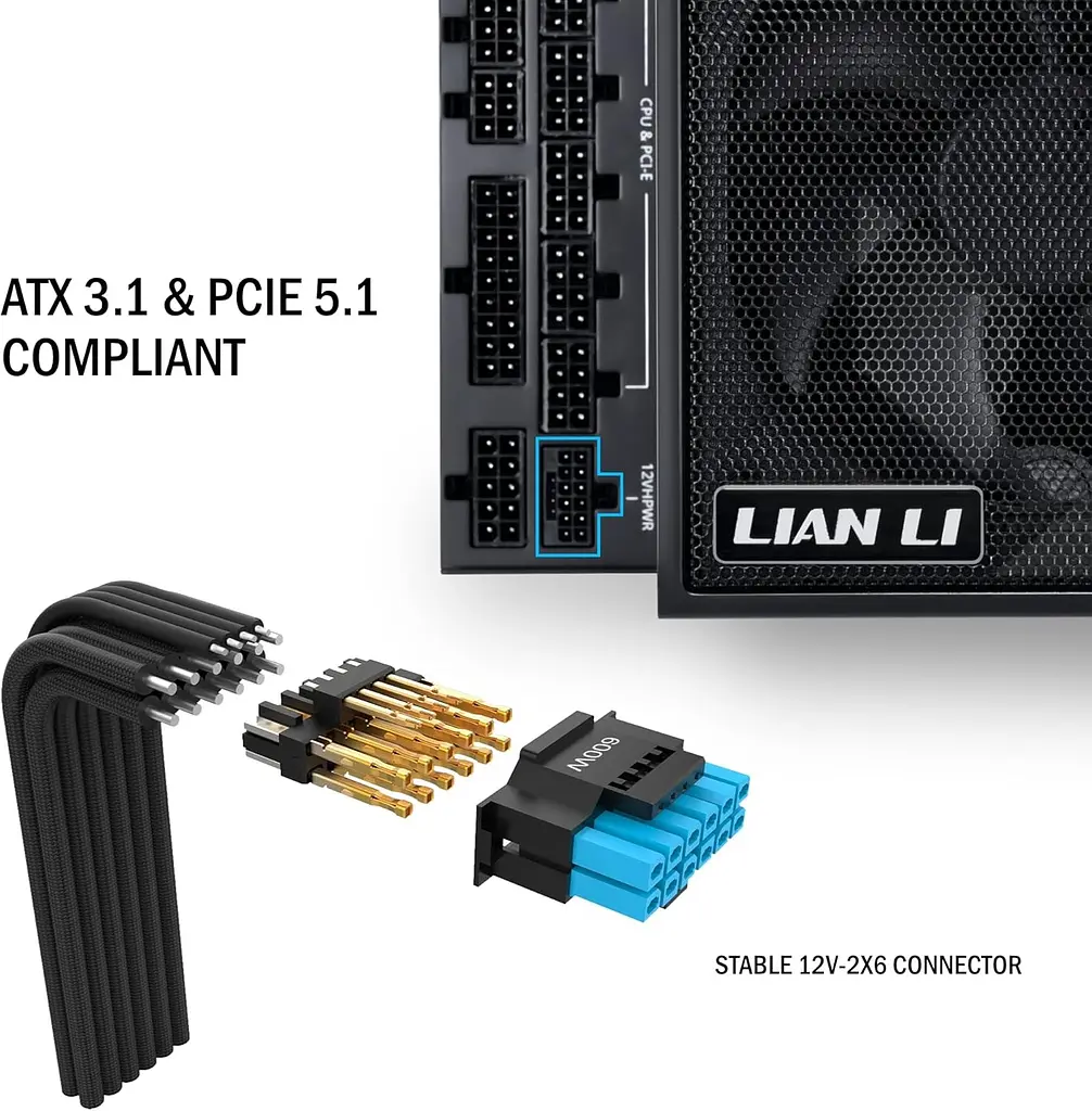 Блок живлення Lian Li EDGE1000, 80 Plus Platinum, Black, EU Cord (G9P.EG1000.BE00.EU) - фото 2
