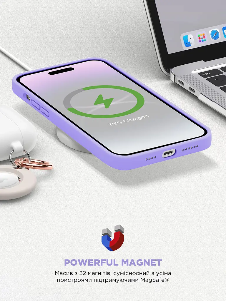 Силиконовый чехол с MagSafe для Apple iPhone 14 Pro, ICON2 MagCase, фиолетовый, противоударный, панель с мягкой подкладкой, защита всего корпуса, поддержка беспроводной зарядки, совместим с защитными стеклами и пленками, ArmorStandart (ARM68404) - фото 9