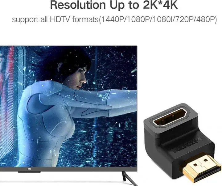 Адаптер Ugreen HD112 HDMI Male to Female Adapter черный Down (20109) - фото 4