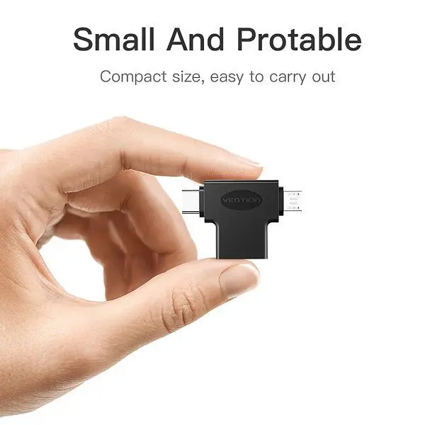 Адаптер Vention USB - USB Type-C + micro USB V 3.0 (F/M) Black (CDIB0) - фото 6
