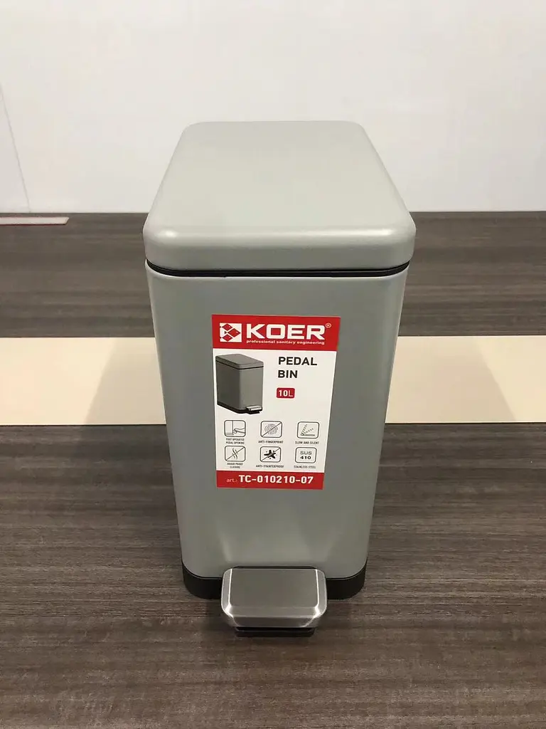 Відро для сміття з плавним закриттям прямокутне Koer TC-010210-07 10 л сірий KR5599, Сірий - фото 5