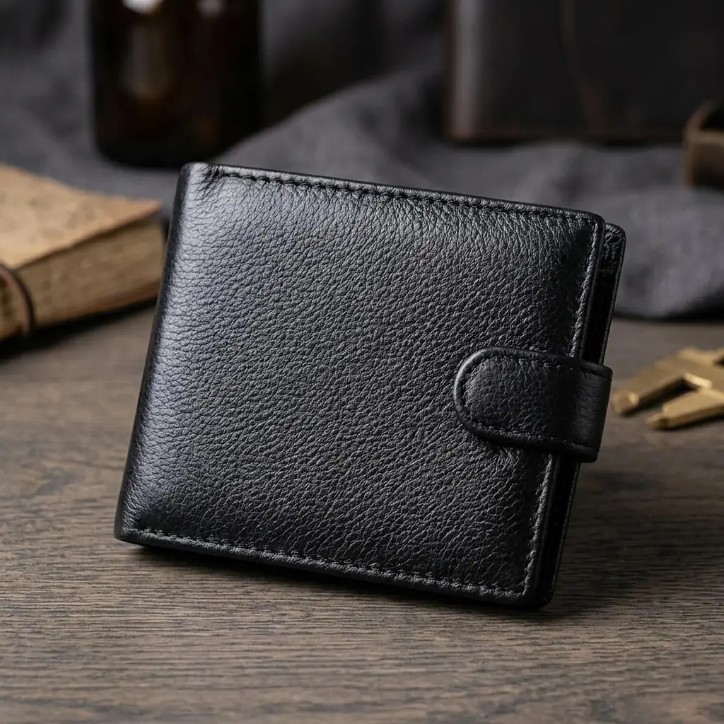 Гаманець для чоловіків зручного розміру із натуральної шкіри ST Leather 22461 чорний - фото 4