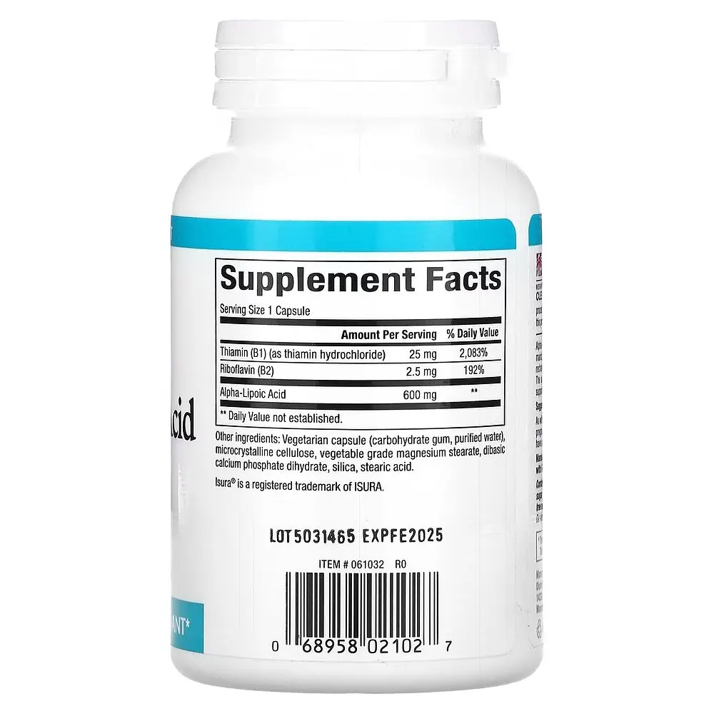 Альфа-липоевая кислота Natural Factors Alpha-Lipoic Acid with B1 & B2, 60 вегакапсул для антиоксидантной защиты - фото 2