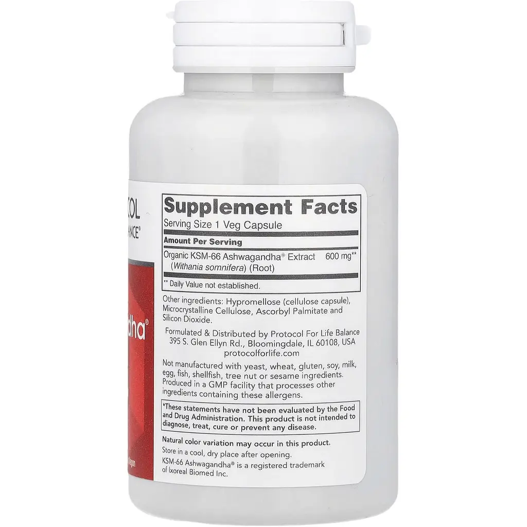 Ашваганда KSM-66 Protocol for Life Balance KSM-66 Ashwagandha 600 мг 90 растительных капсул - фото 2