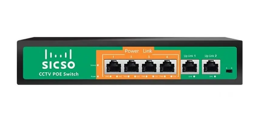 Комутатор POE SICSO 48V з 4 портами POE 100 Мбіт + 2 порт Ethernet (UP-Link) - фото 2
