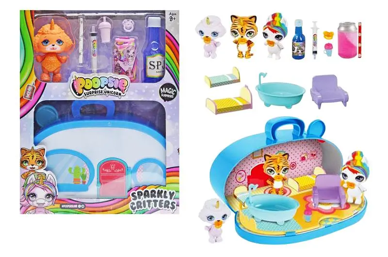 Ігровий набір з фігуркою Пупсик єдиноріг та будиночок валізка Poopsie Sparkly Critters PG5005 р.31,2х9,1х24,7см