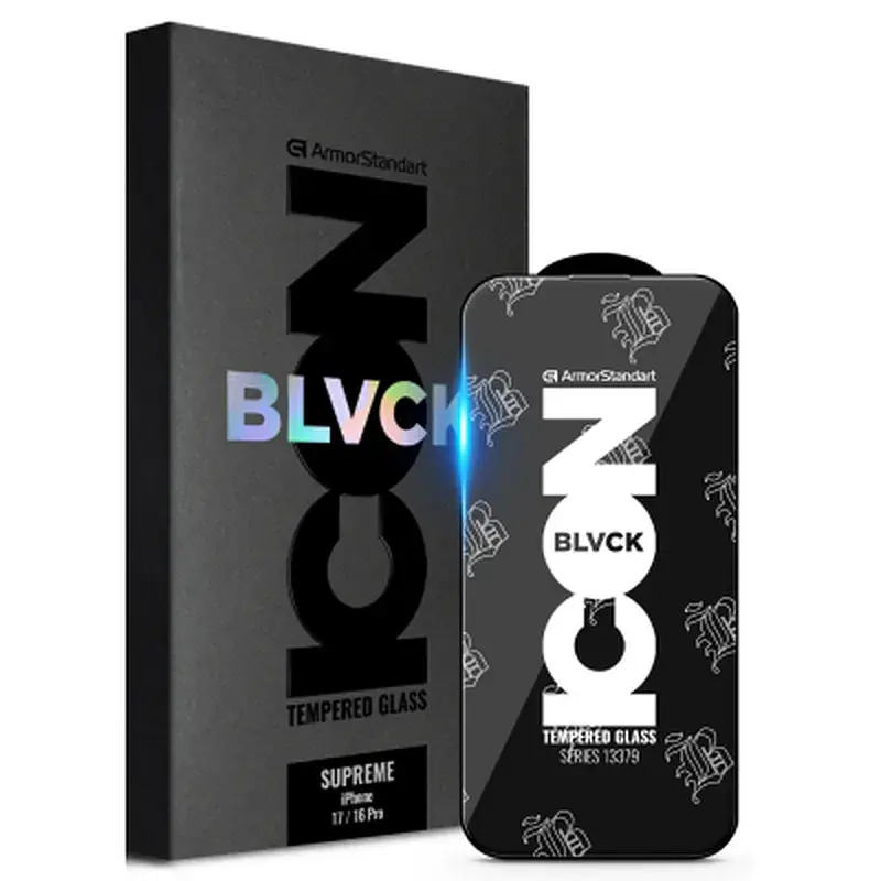 Скло захисне Armorstandart Supreme Black Icon Apple iPhone 17 / 16 Pro (ARM86399)