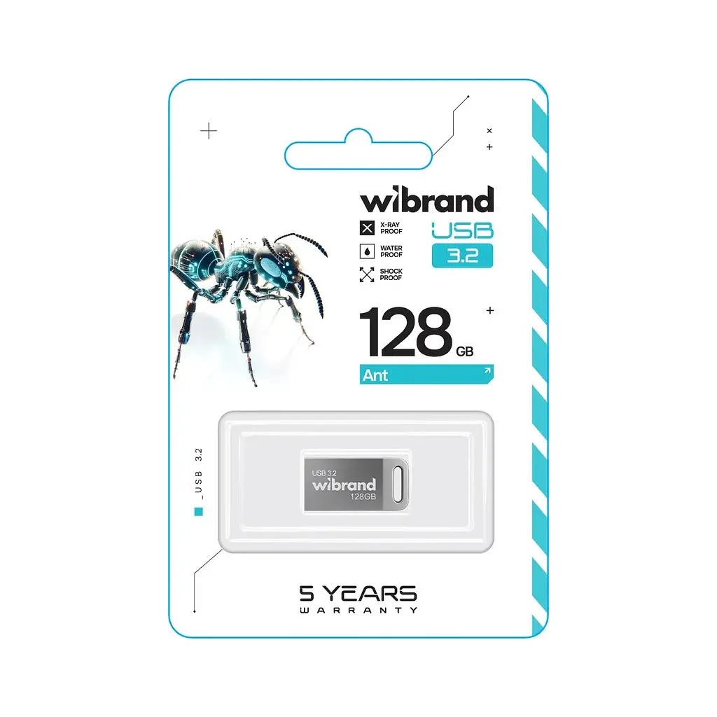 USB флеш накопичувач Wibrand 128GB Ant Silver USB 3.2 Gen 1 (USB 3.0) (WI3.2/AN128M4S) - фото 2