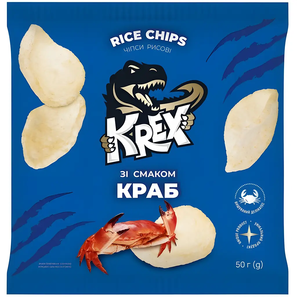 Чіпси рисові KREX зі смаком Краб 50 г
