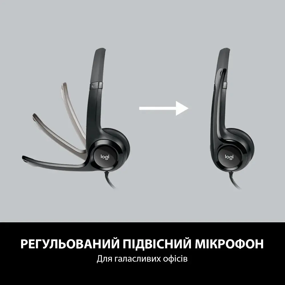 Навушники з мікрофоном - Гарнітура стерео Logitech H390 USB-C Midnight black (чорна) 981-001576 - фото 4