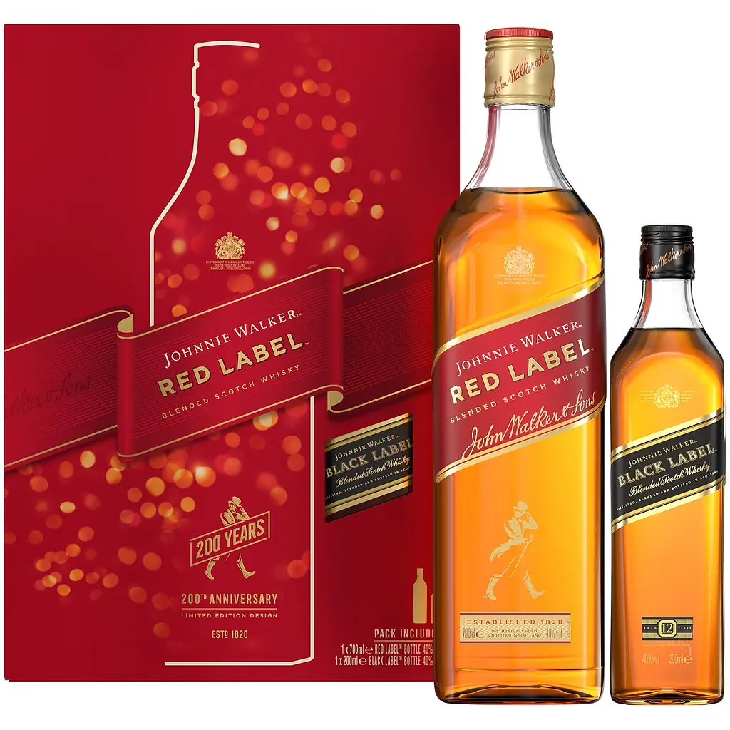 Віскі Johnnie Walker Red Label Blended Scotch Whisky, 40%, 0,7 л + Віскі Johnnie Walker Black Label, 40%, 0,2 л - фото 2