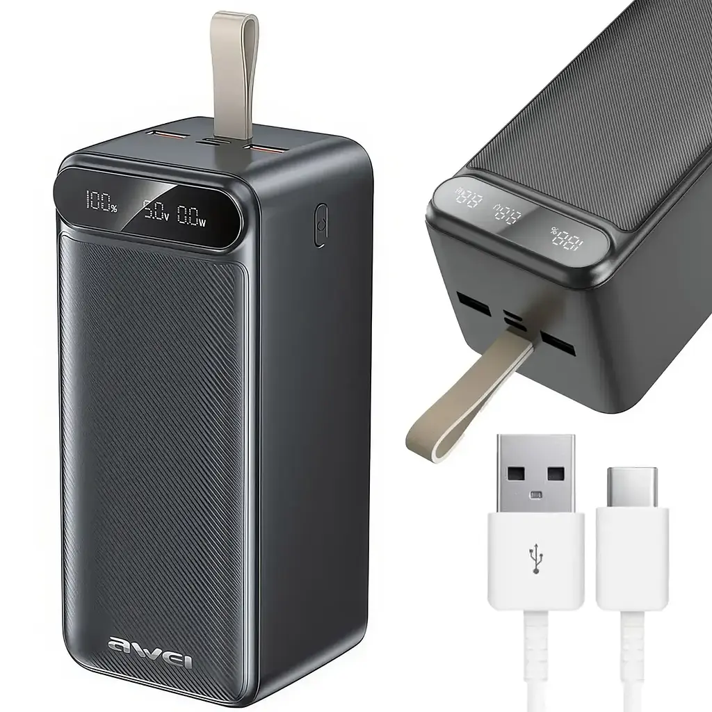 Павербанк 100000 мА · год зовнішній акумулятор Power Bank USB Type-C PD зі швидкою зарядкою до 22.5W портативний зарядний пристрій з LED дисплеєм Awei P101K