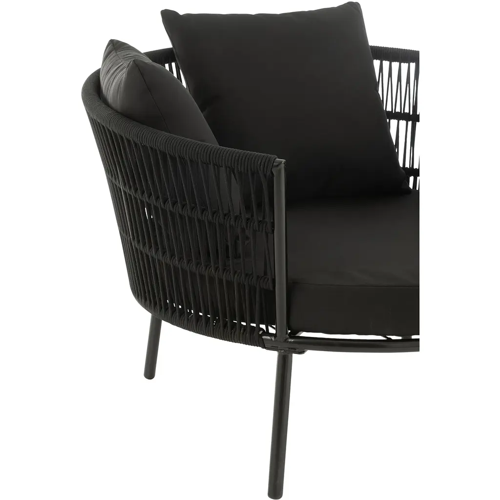 Кресло J-line для уличной зоны круглое из ротанга с подушками черное (52261) - фото 6