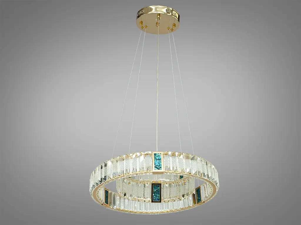 Кришталева світлодіодна LED люстра для високих стель Diasha 81028-500+300G - фото 3