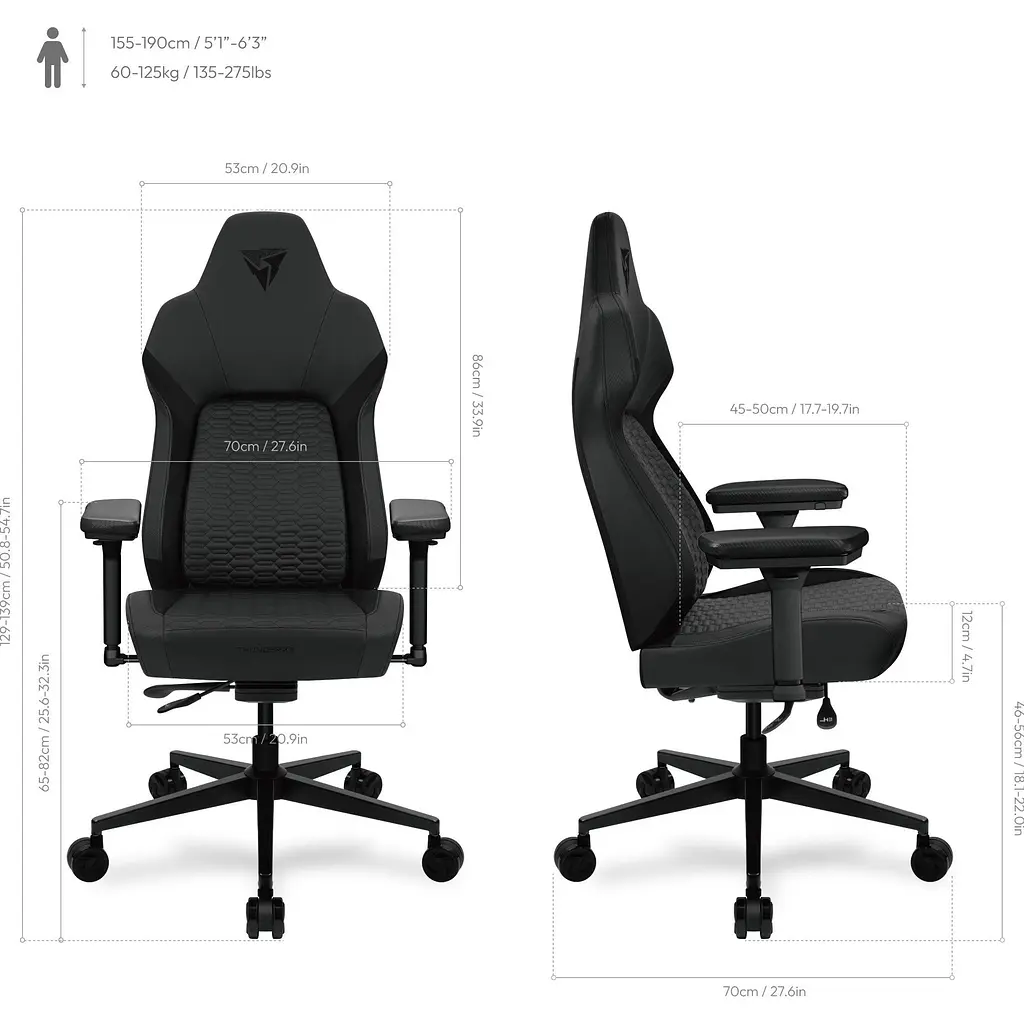 Геймерское кресло ThunderX3 Core Smart Racer Black (TEGC-2069101.11) [145372] - фото 8