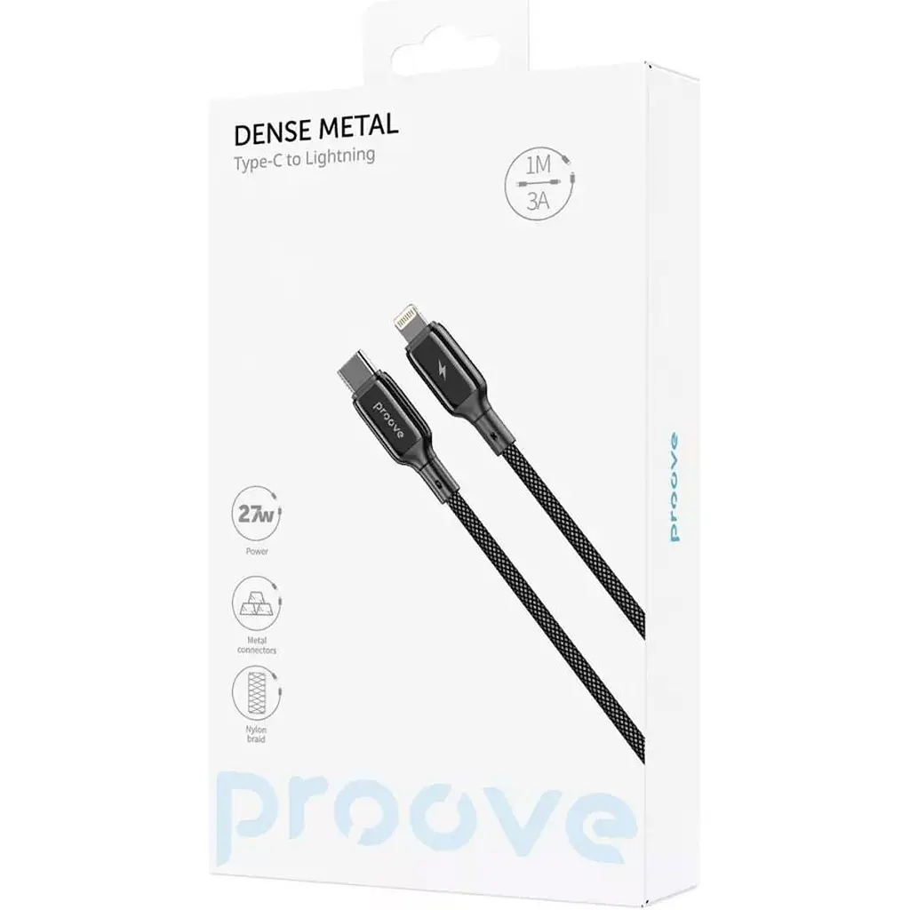 Кабель Proove Dense Metal USB-С to Lightning 27W 1m Black(CCDM27002101) [130316] - фото 5