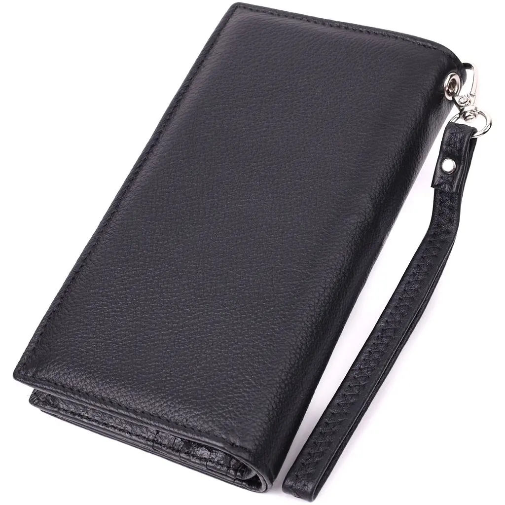 Вертикальний гаманець-клатч унісекс із натуральної шкіри ST Leather 22532 чорний - фото 6