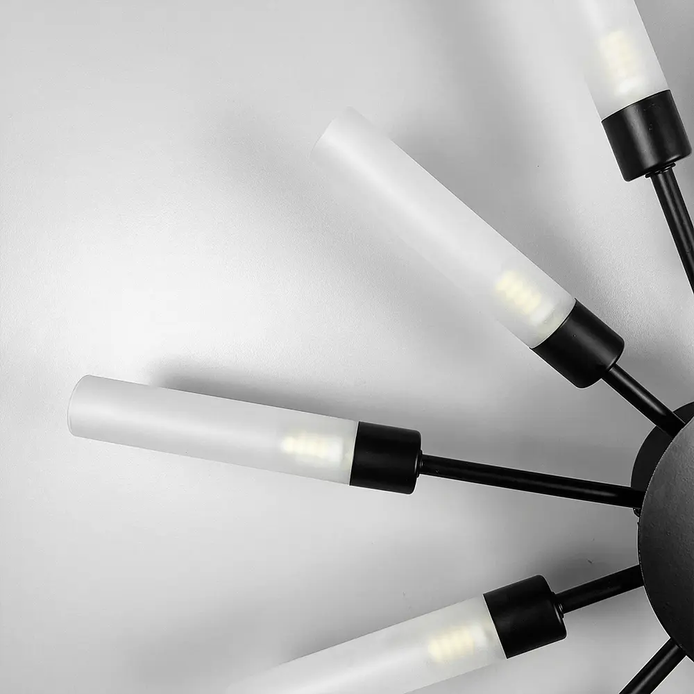 Потолочная черная люстра в форме солнечных лучей на 12 плафонов G9 Ø 69х8 см Line F | Ст. 1276/12 BK - фото 3