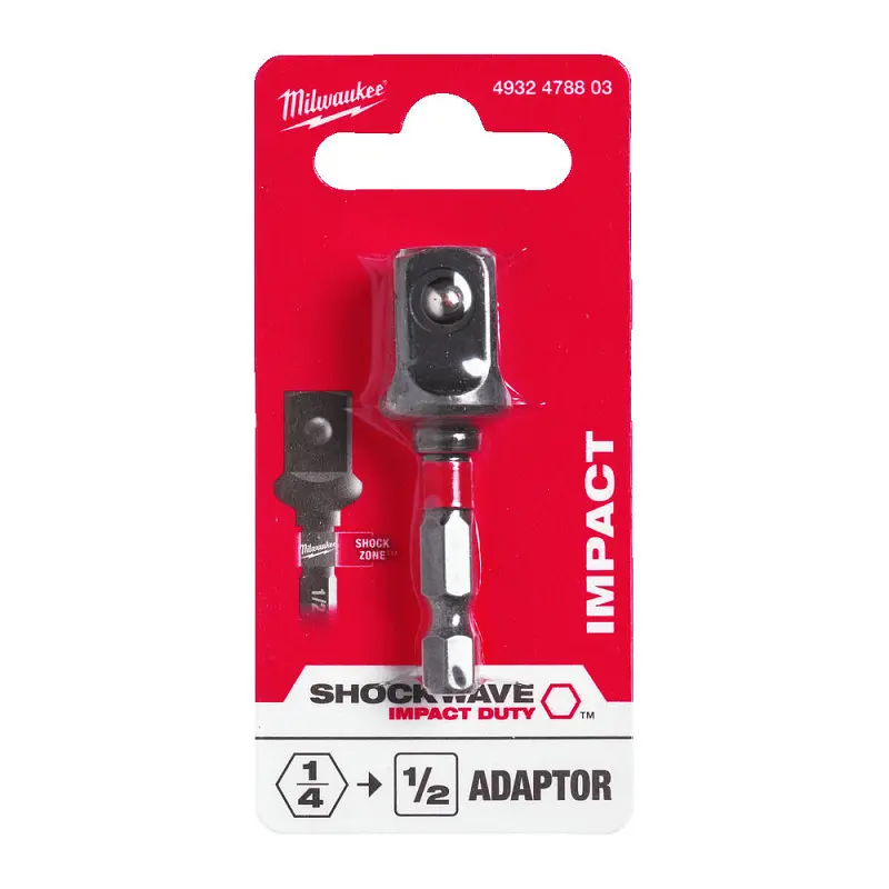 Перехідник ударний ShW MILWAUKEE, з 1/4'' Hex на 1/2'' квадратний хвостовик - фото 2