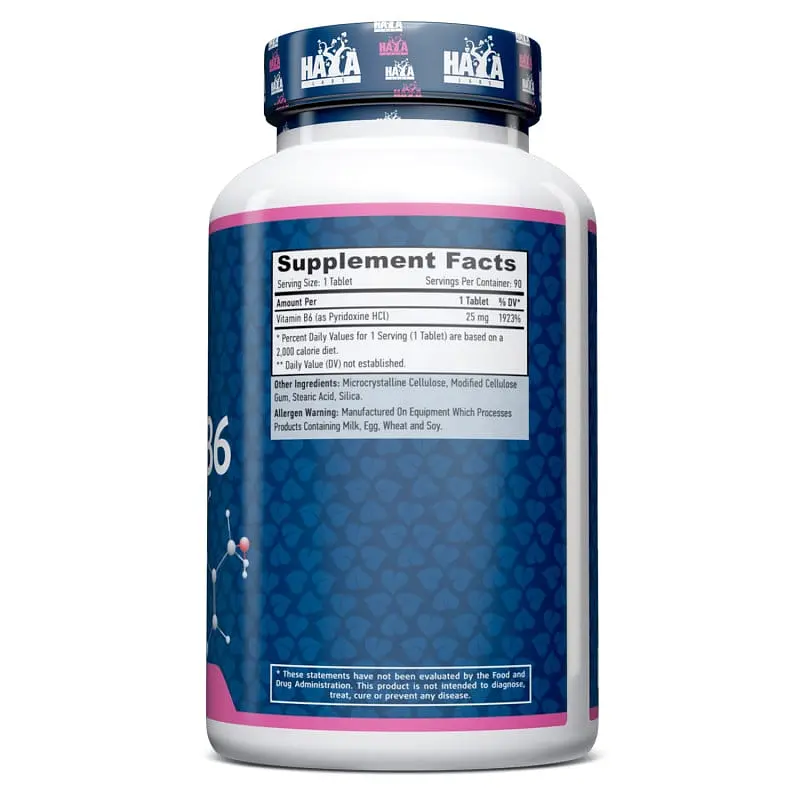 Вітаміни та мінерали Haya Labs Vitamin B6 25 мг 90 таблеток - фото 2