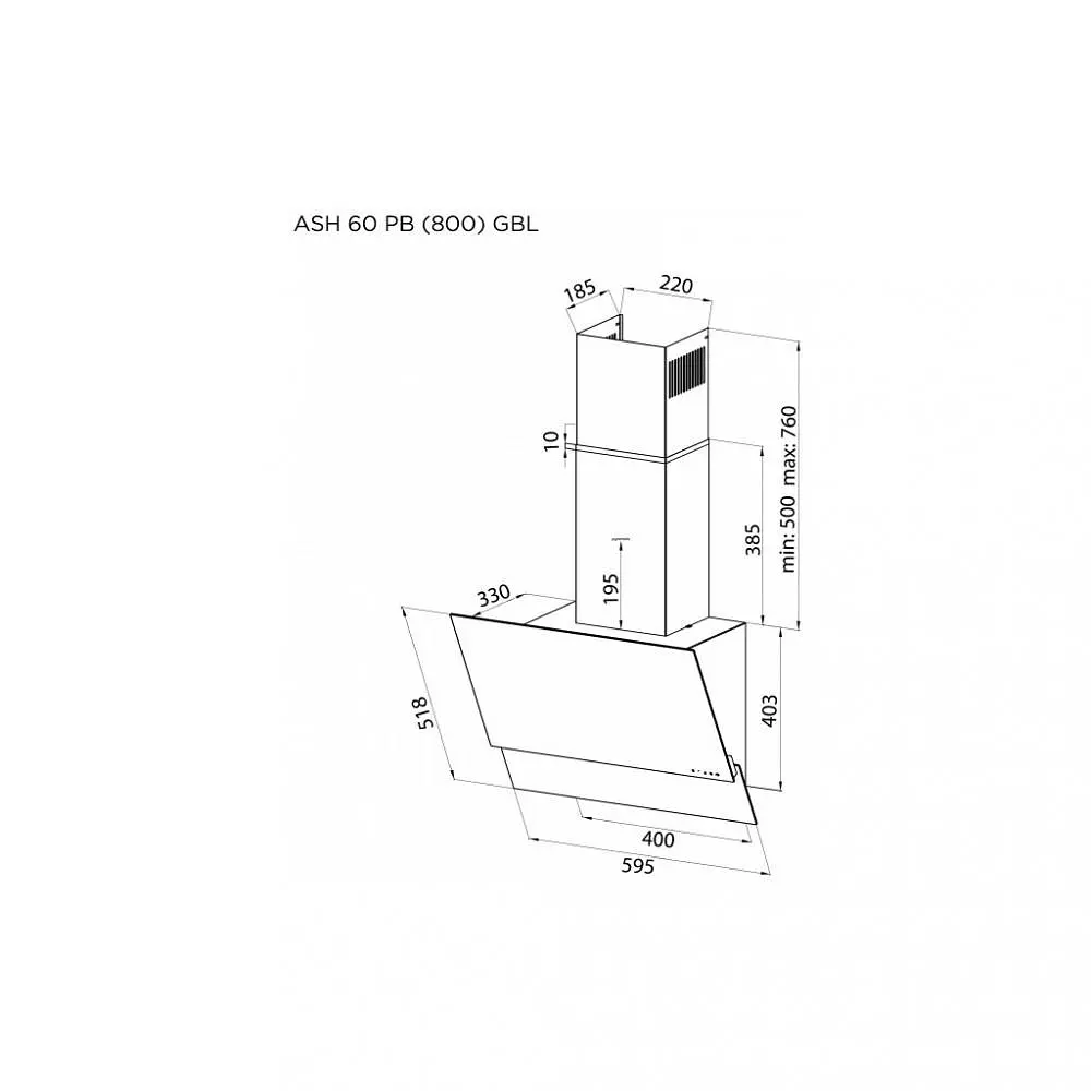 Похильна витяжка Pyramida ASH 60 PB (800) XGBL - фото 9