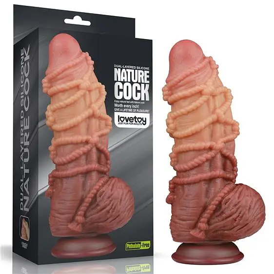 Фалоімітатор - Dual-Layered Silicone Cock With Rope 9.5" Flesh #1 - фото 4