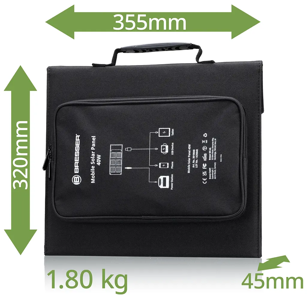 Портативний зарядний пристрій сонячна панель Bresser Mobile Solar Charger 40 Watt USB DC (3810040) - фото 4