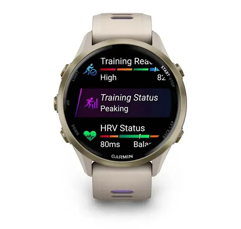Смарт-годинник Garmin Forerunner 970 French Gray Soft Gold Titanium with French Gray/Translucent Indigo Silicone with Soft Gold Buckle (010-02969-62) - фото 6