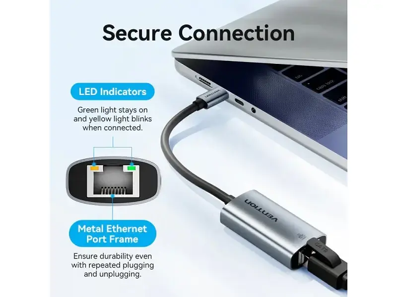 Мережева карта Vention USB Type-C to RJ-45 Gray (CFPHB) - фото 6