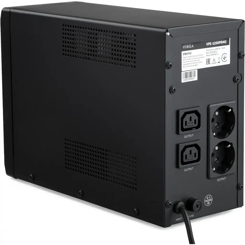 Джерело безперебійного живлення Vinga 1200 ВА / 720 Вт / 7 А*ч (VPE-1200PRM2) - фото 4