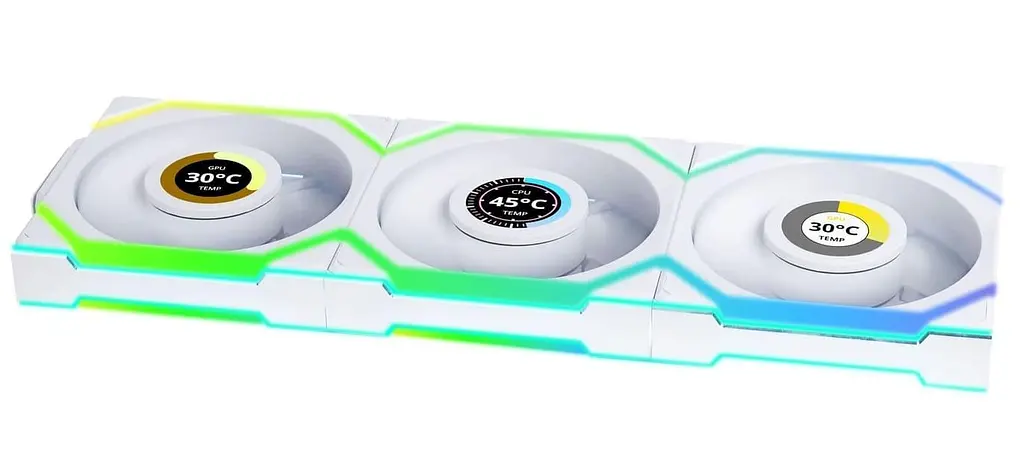 Вентилятор Lian Li Uni Fan SL Wireless LCD 120-3 Reverse White (G99.12RSLLCD1W3W.00) - фото 2