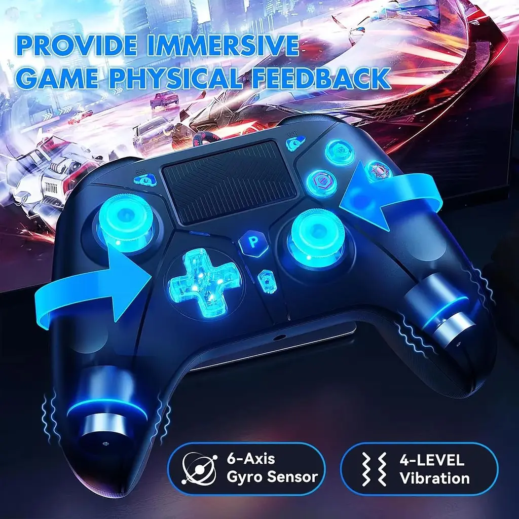 Джойстик PS5 для Playstation 5/PS4/PC з подвійною вібрацією 6-осьовою - фото 5