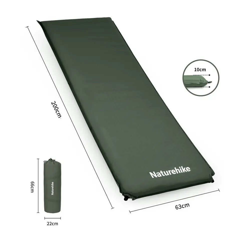 Килимок самонадувний Naturehike (CNK2450WS020) 10 см - одномісний - темно-зелений - фото 3