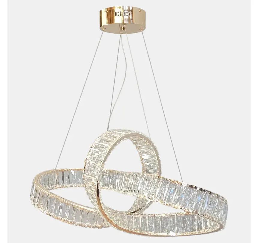 Золота дизайнерська кришталева LED люстра Artlight 549-800GD довжиною 80 см, 113W, 3 режими та пульт. - фото 2
