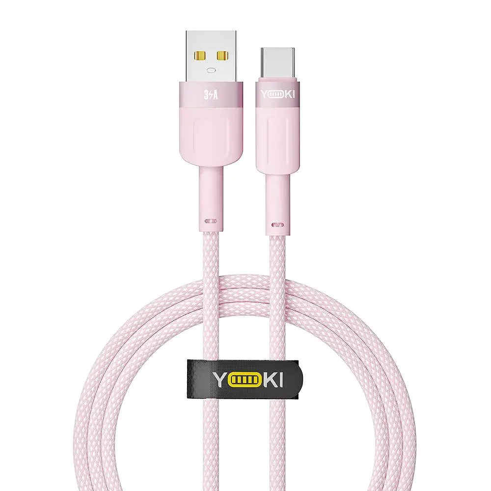 Кабель для заряджання та обміну даними USB Yoki YK-ST41 STYLE Series USB/Type C 60W 3A/20V 1.2 м Рожевий