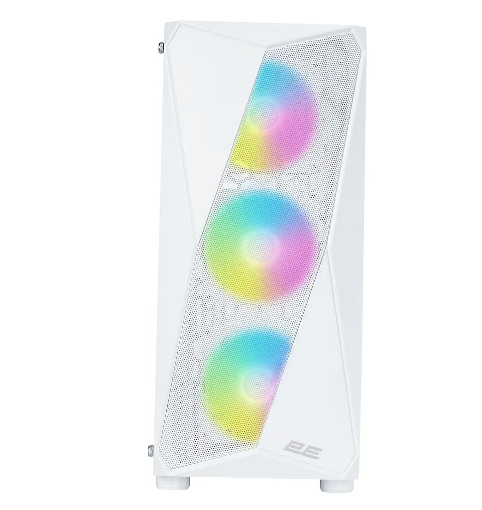 Корпус 2E Gaming Aruba (G3313W), White, без БР, Mid Tower, для ATX/Micro ATX/Mini ITX, 1xUSB 3.0/2xUSB 2.0, макс. CPU - 165 мм / VGA - 330 мм, 5x120 ARGB, бічна панель із загартованого стекла (2E-G3313W) - фото 2