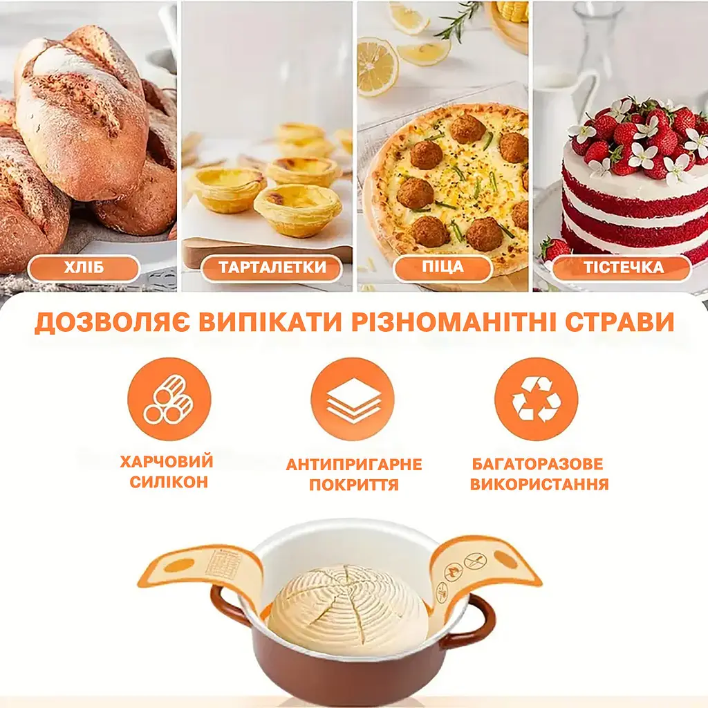 Силиконовая лента-подложка (коврик-слинг) для выпечки хлеба, теста или кексов в духовке и аэрогриле (3 штуки в комплекте), Kitchen Master Оранжевый 87925 - фото 10