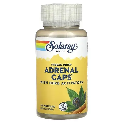 Підтримка наднирників Freeze-Dried Adrenal Caps with Herb Activators 60 капсул Solaray vit0005156