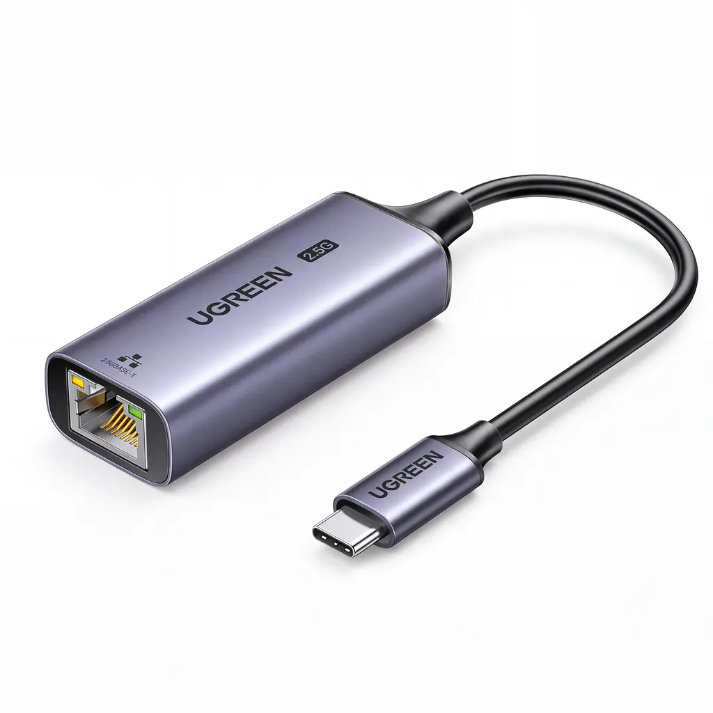 Дротовий Ethernet-адаптер UGREEN CM648 Вхідний штекер USB-C 3.1 Gen 1 та вихідний порт RJ45 Швидкість підключення до 2,5 Гбіт/с Для 2,5 Гбіт/с потрібні мережевий кабель Cat 6 або вище та підтримка 2.5G усіма пристроями тракту Для роботи потрібен USB-C-порт із передаванням даних Сумісний із Windows macOS Linux та iOS Підтримка Wake-on-LAN Алюмінієвий корпус для відведення тепла Чип RTL8156BG Вбудований кабель USB-C довжиною 15 см космічний сірий (25052)