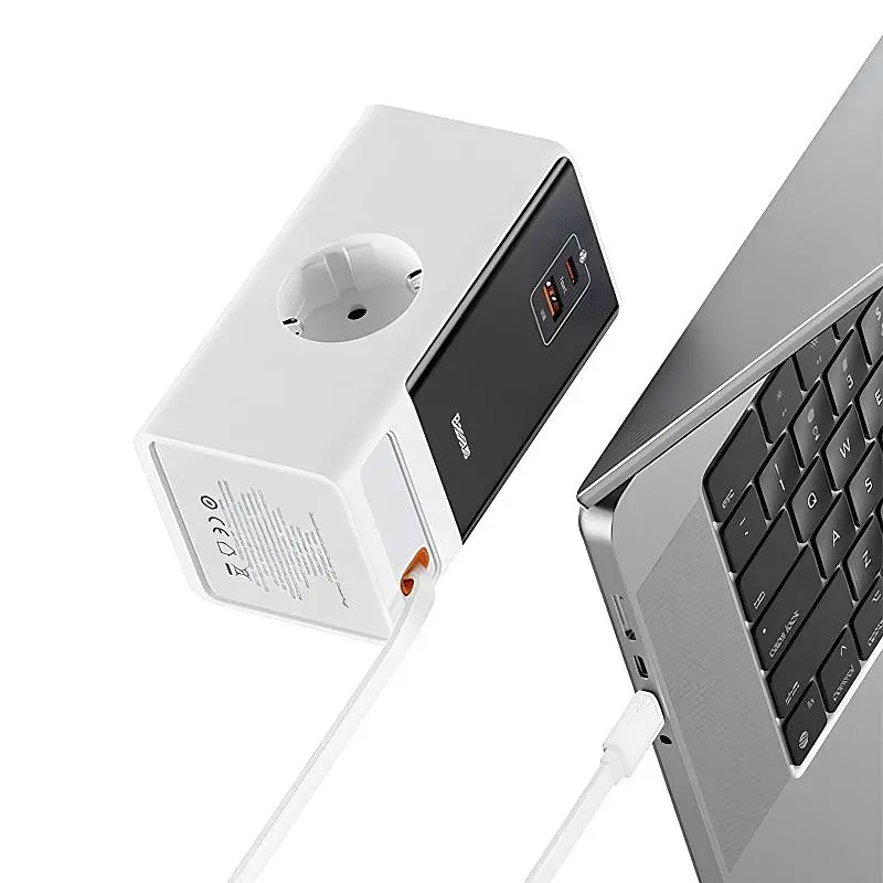 Подовжувач OS PowerCombo PD65W+QC3.0 (1USB-A/2C/2Socket) (1.5 m) (PSLR000) Glacier White Baseus teh0029517 - фото 4
