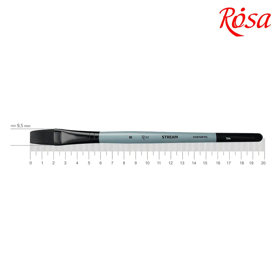 Пензель синтетика плоска Stream 134 № 8 коротка ручка ROSA (4823098517139)