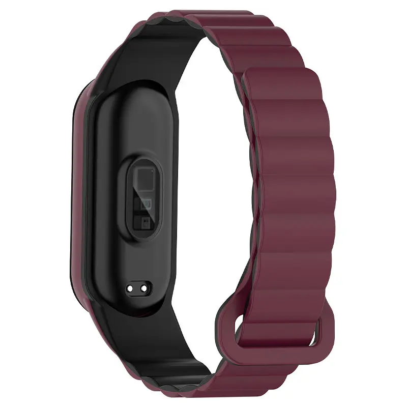 Ремінець Dual-color Magnetic для Xiaomi Mi Band 7/6/5/4/3 Plum / Black - фото 2