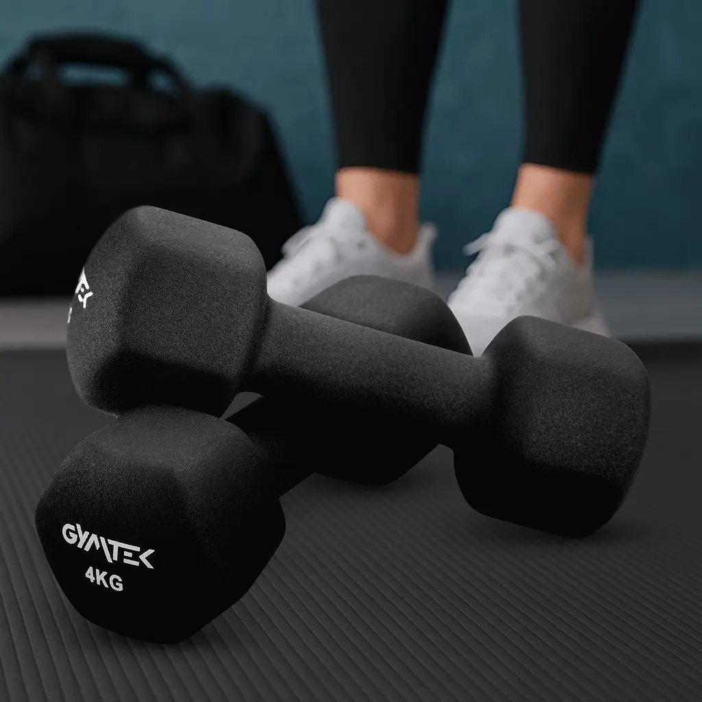 Гантели для фитнеса неопреновые Gymtek Hex 2х4кг черный - фото 4