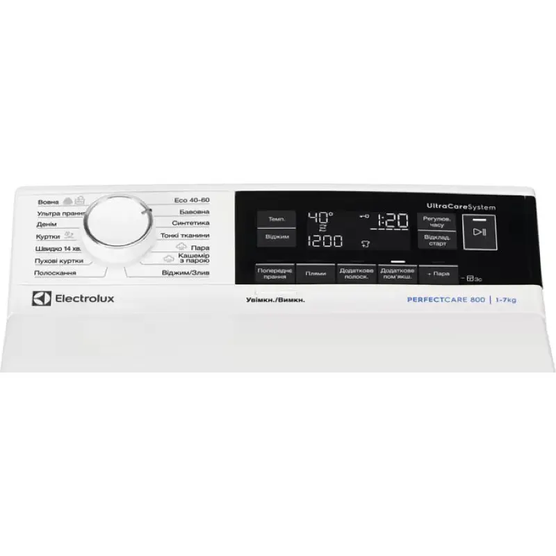 Electrolux Пральна машина Electrolux вертикальна, 7кг, 1300, A, 60см, дисплей, пара, інвертор, білий - фото 2