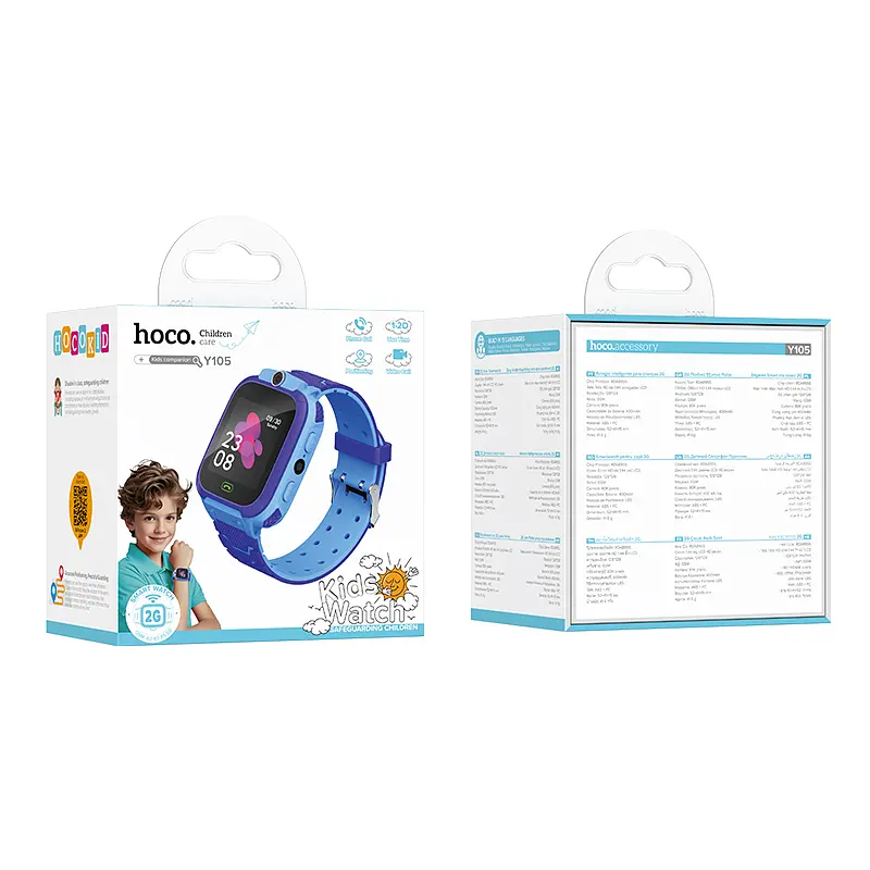 Дитячий смарт-годинник HOCO Y105 36mm. 400 mAh children phone watch Blue - фото 2