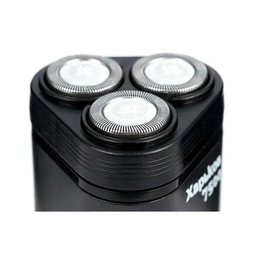Електробритва Харків Х-7500, Black, 6W, роторна, сухе гоління, 3 головки для гоління, одинарне лезо, живлення від мережі, тример для скронь, механічна кнопка включення - фото 2