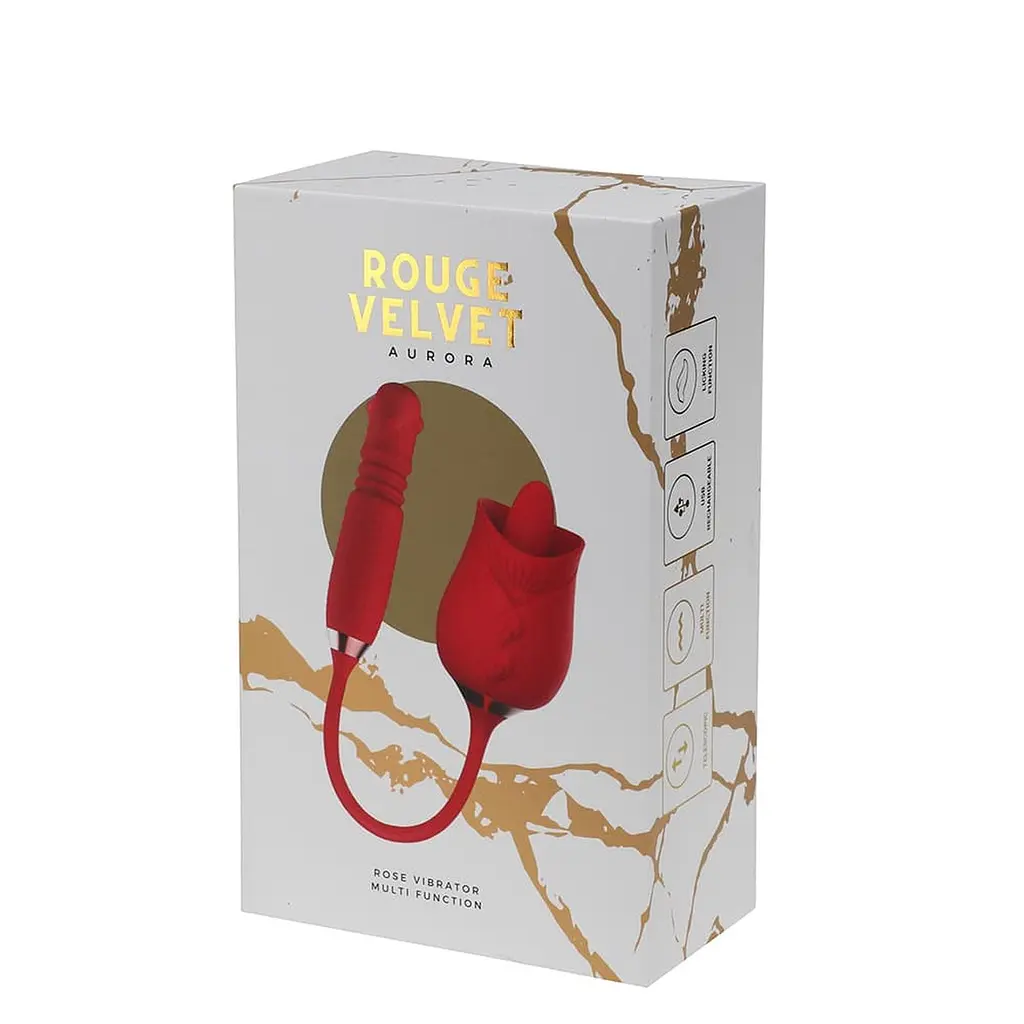 Вибратор Rouge Velvet Rose Aurora 33 см красный - фото 3