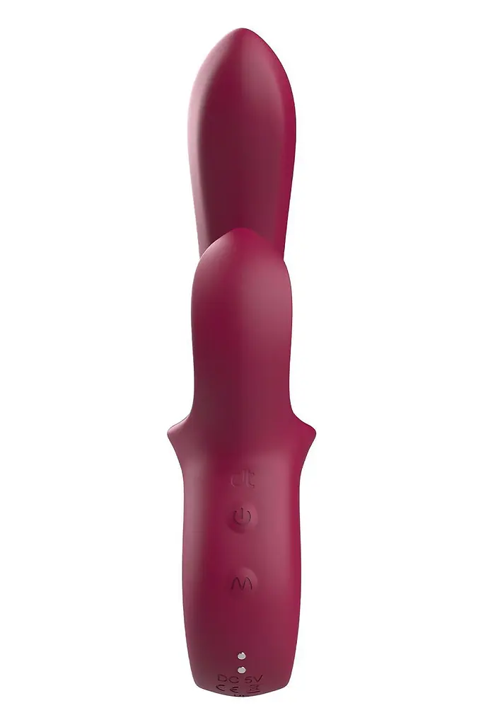 Вібратор-кролик Dreamtoys Glam Duo Vibrator 22.7 см бордовий - фото 5