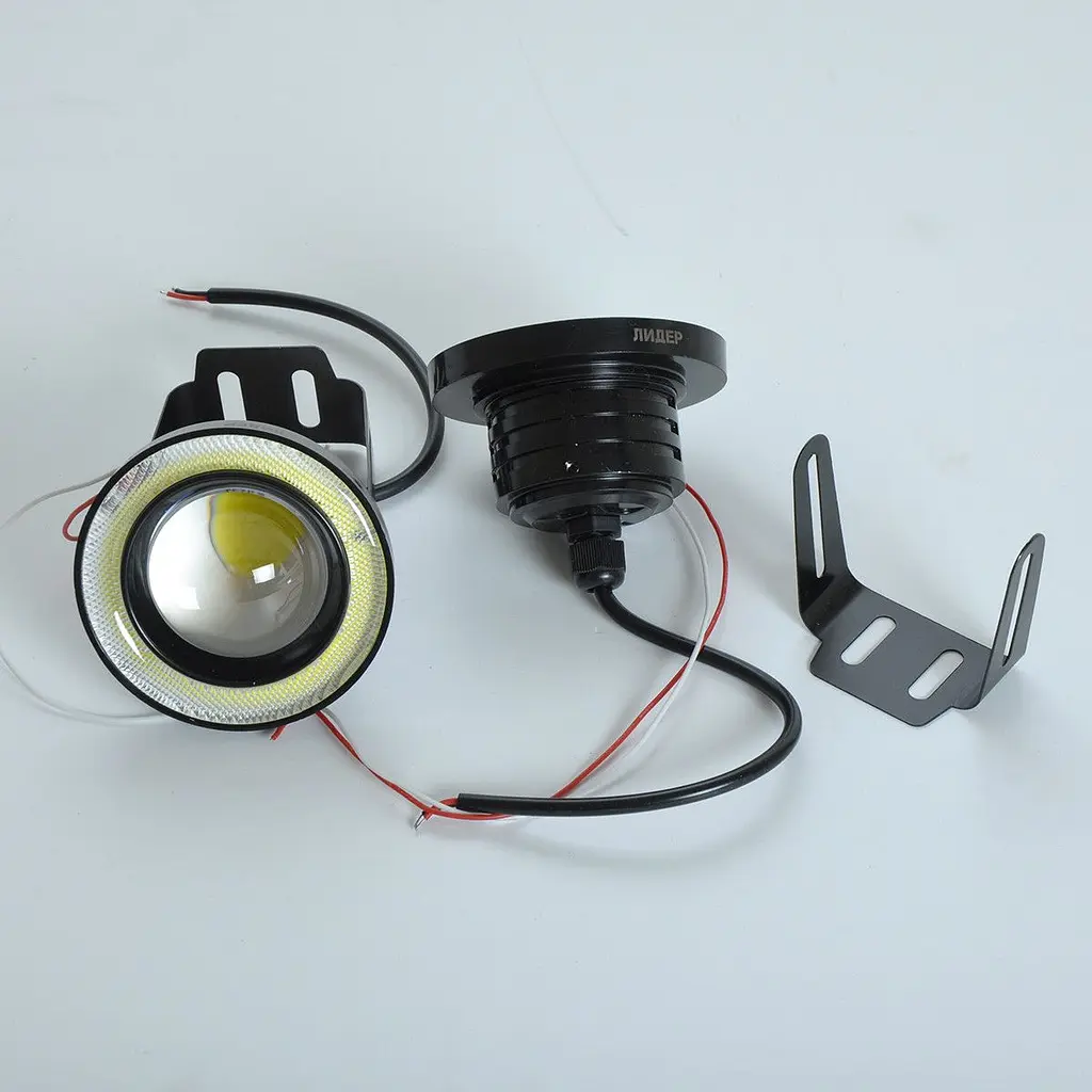 Протитуманні LED Фари круглі Лінза з ДХО D89 мм 12V 15W 5000K-COB Білий Світло 2 шт. (AG-2509 W) - фото 3